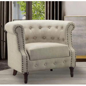 QH23 : Ghế Sofa Đơn Viền Đinh Tán - Màu Kem
